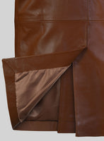 Tan Brown Leather Pea Coat - StudioSuits