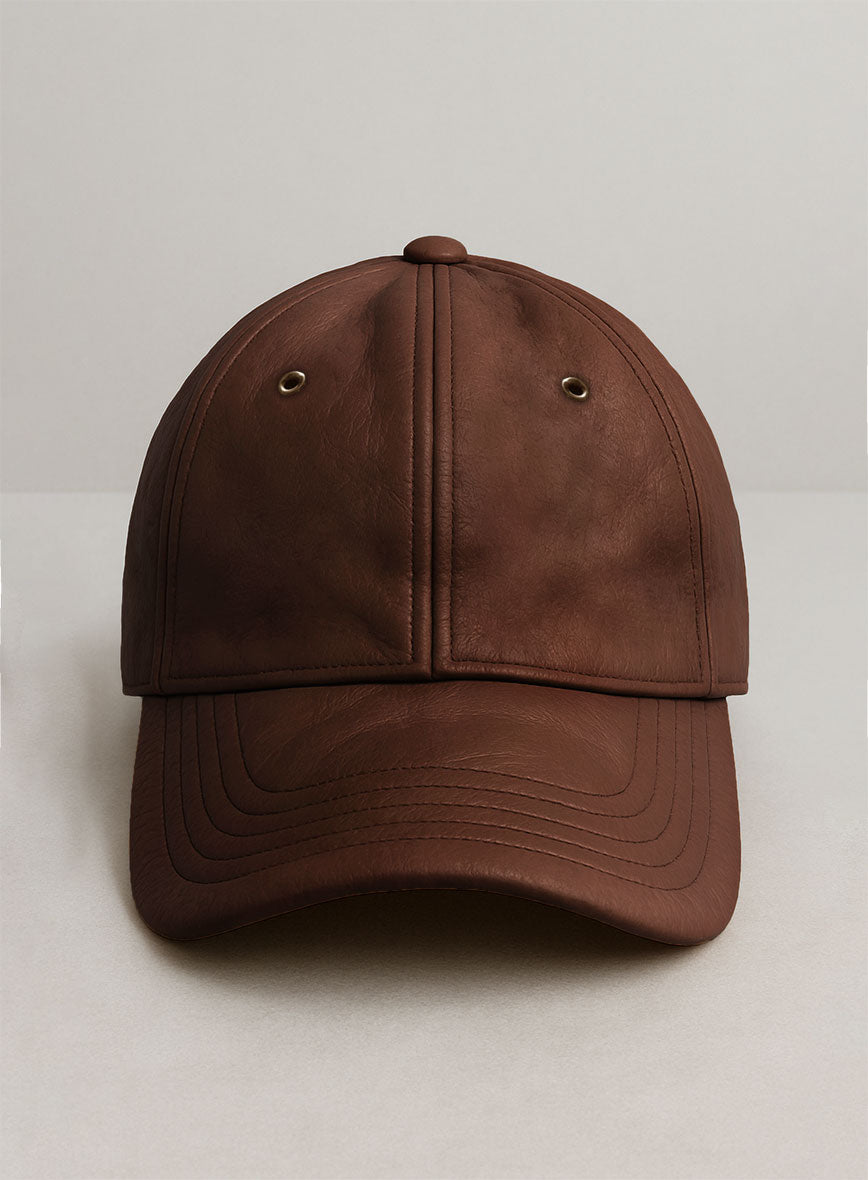 Tan Brown Leather Sport Cap - StudioSuits
