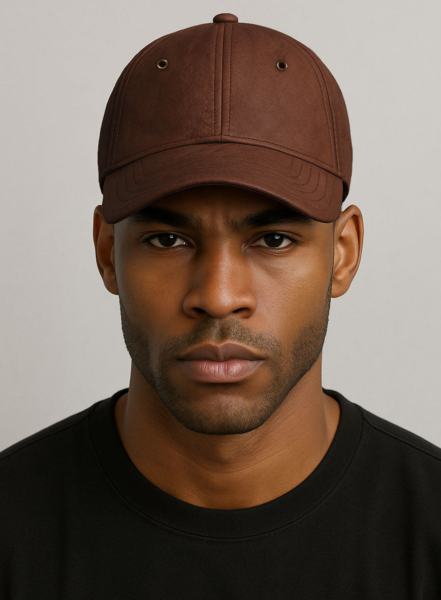 Tan Brown Leather Sport Cap - StudioSuits