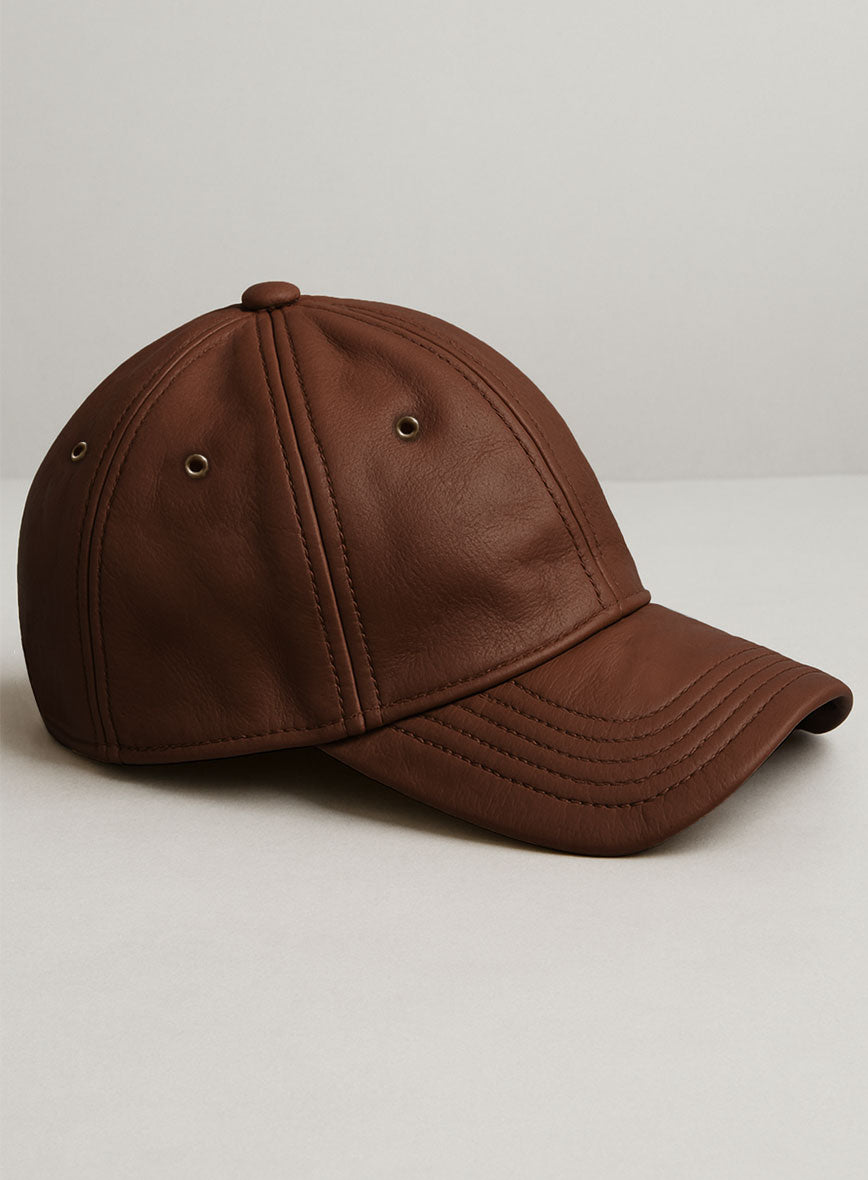 Tan Brown Leather Sport Cap - StudioSuits