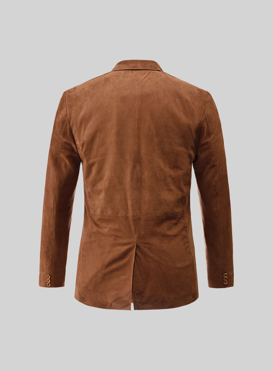 Tan Brown Suede Leather Blazer - StudioSuits