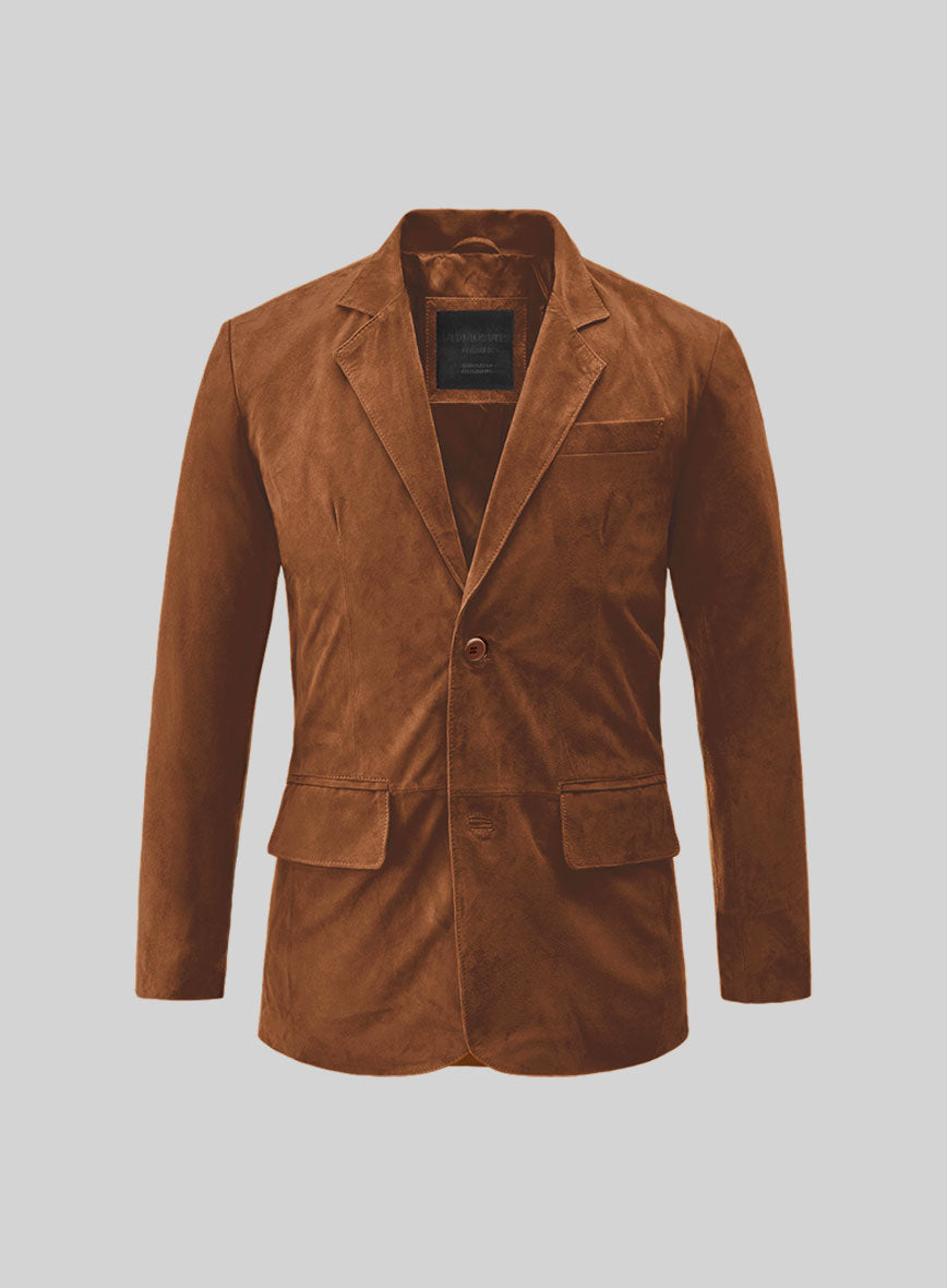 Tan Brown Suede Leather Blazer - StudioSuits