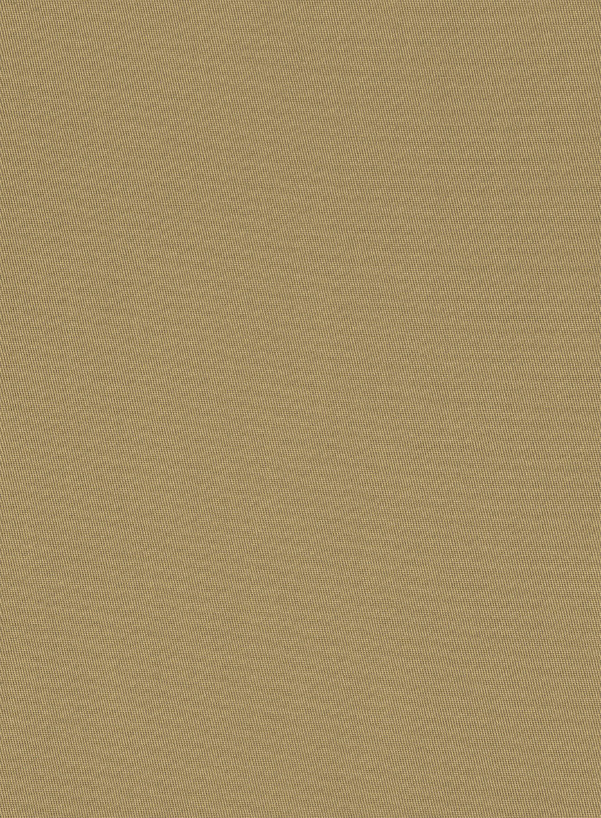 Tan Feather Cotton Canvas Stretch Pants - StudioSuits