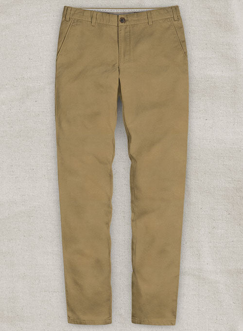 Washed Tan Feather Cotton Canvas Stretch Pants - StudioSuits