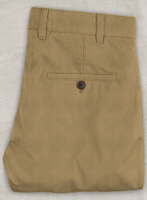 Washed Tan Feather Cotton Canvas Stretch Pants - StudioSuits