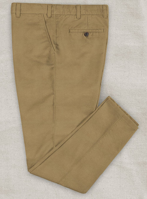 Washed Tan Feather Cotton Canvas Stretch Pants - StudioSuits