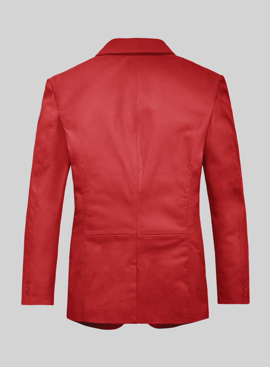 Tango Red Lambskin Leather Blazer - StudioSuits