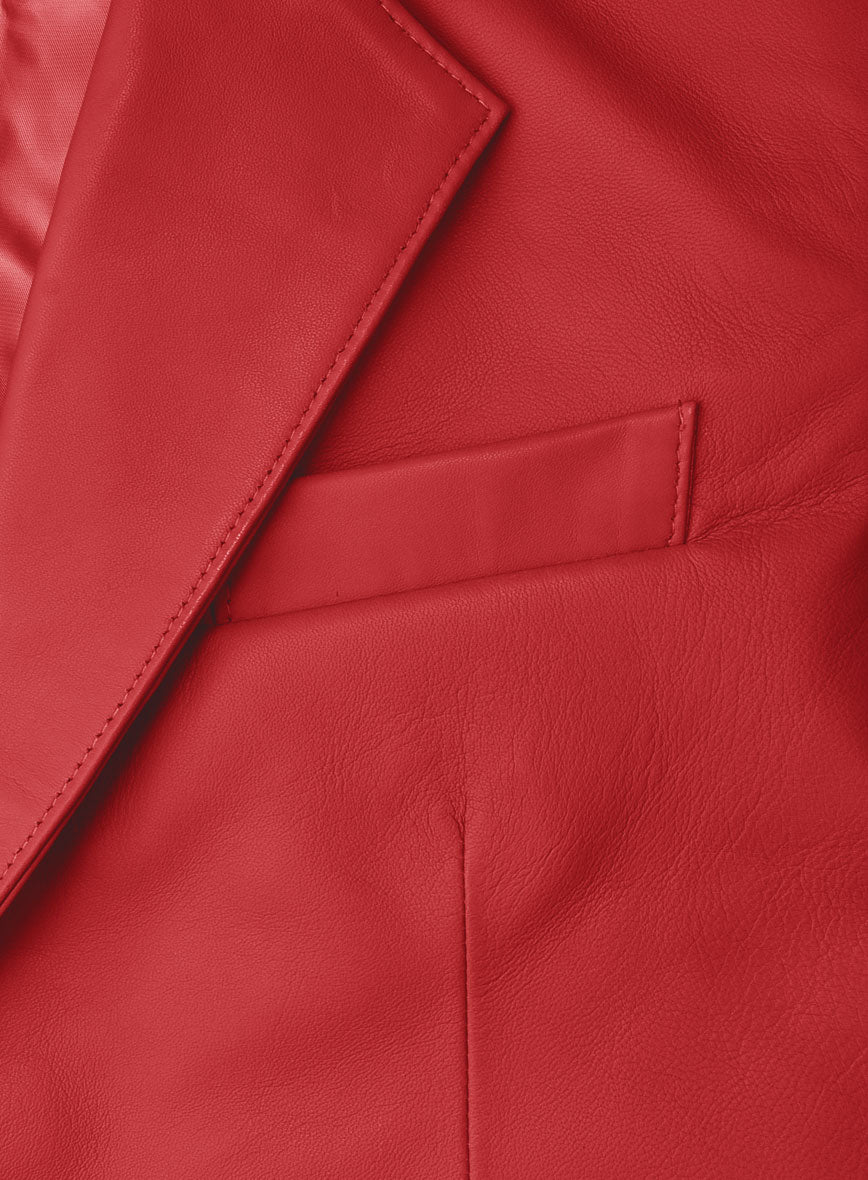 Tango Red Lambskin Leather Blazer - StudioSuits