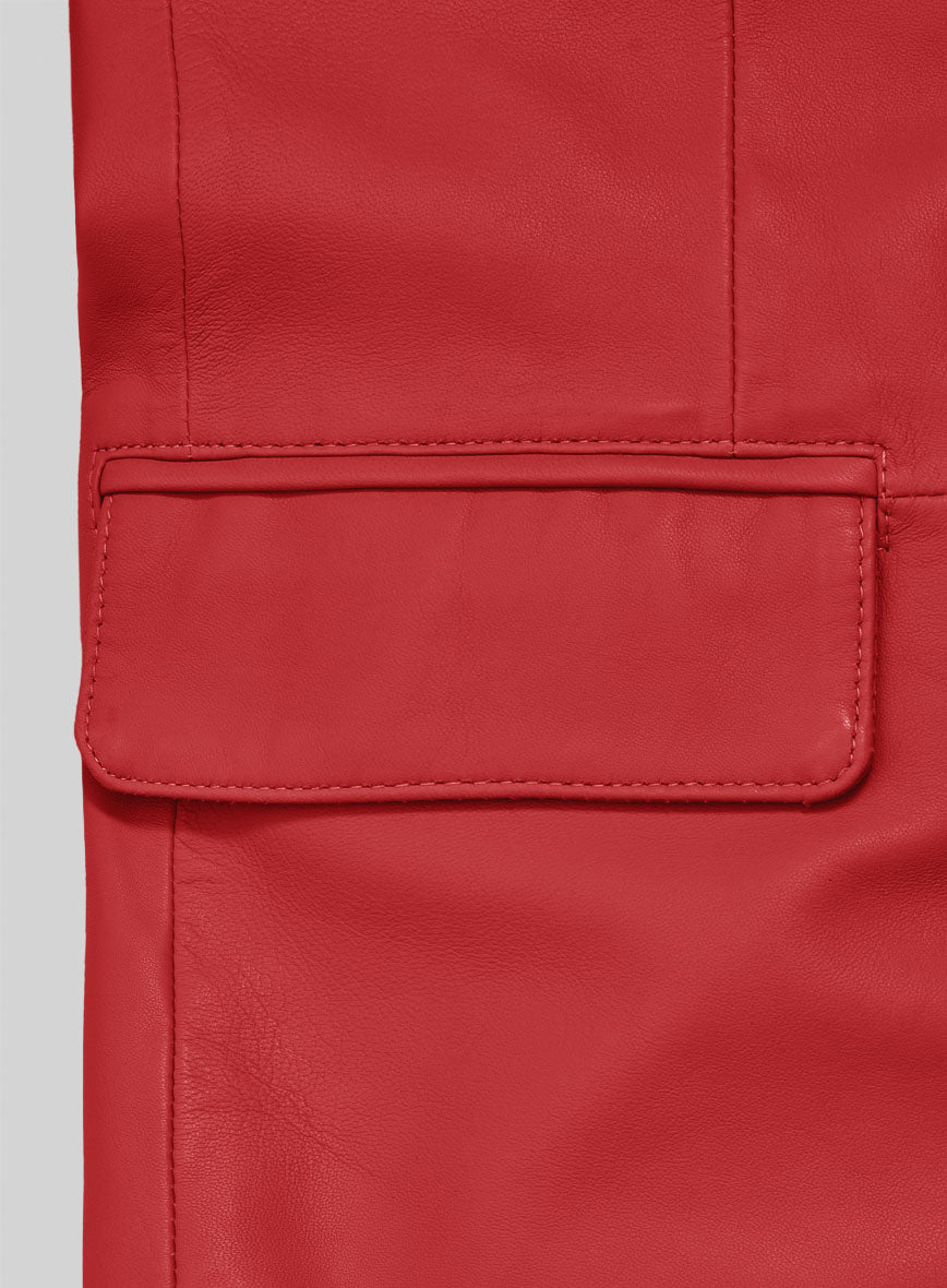 Tango Red Lambskin Leather Blazer - StudioSuits