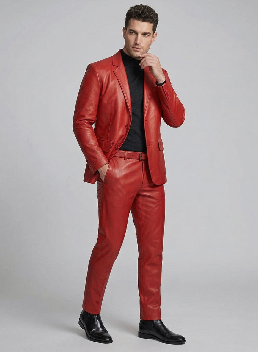 Tango Red Leather Suit - StudioSuits
