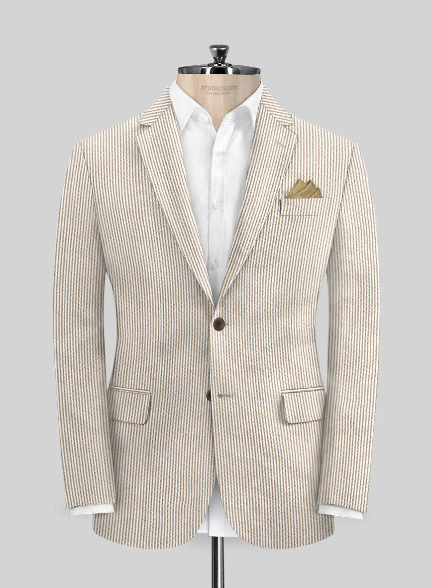 Tan Seersucker Jacket – StudioSuits
