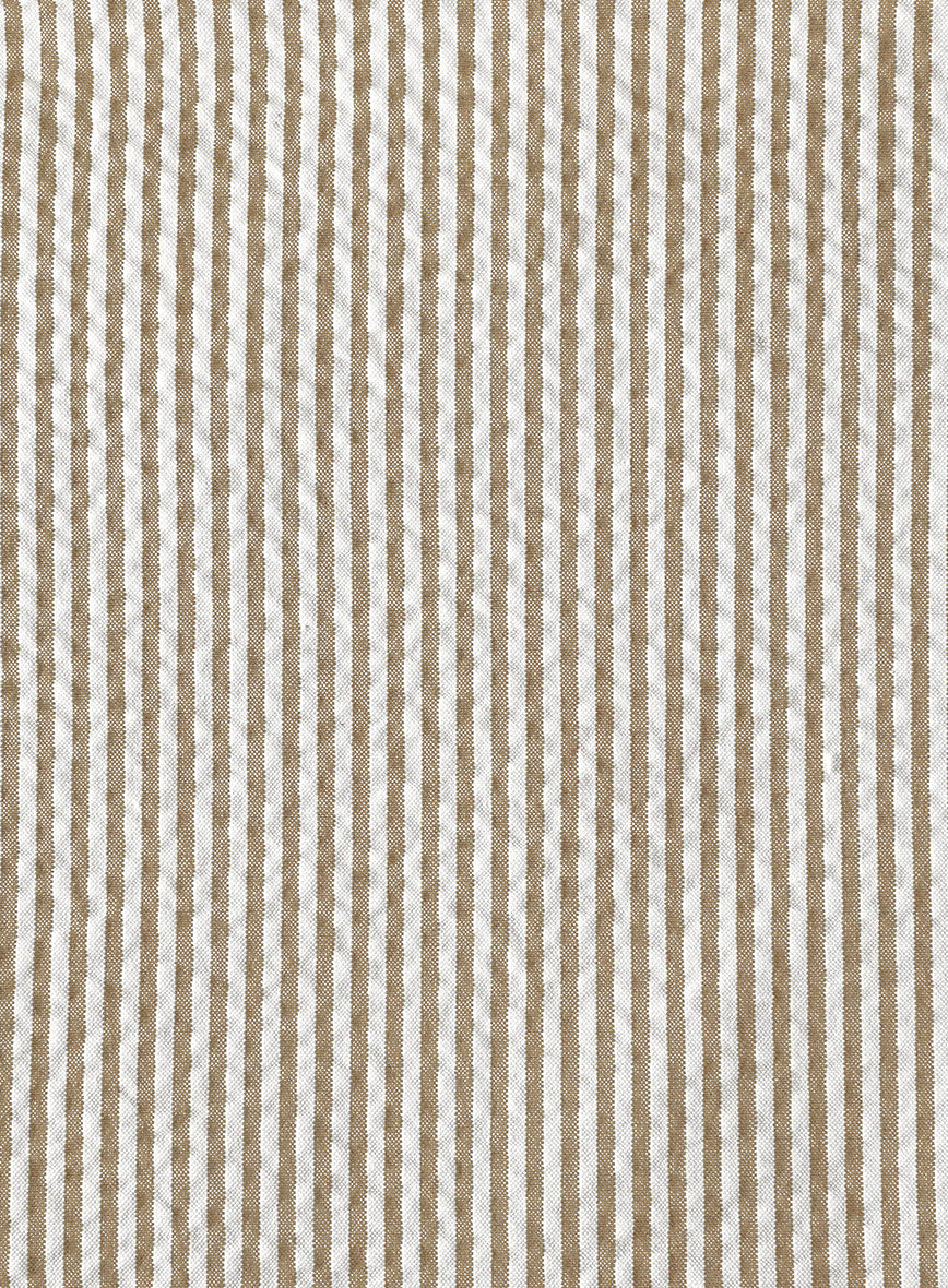 Women's Tan Seersucker Pants - StudioSuits