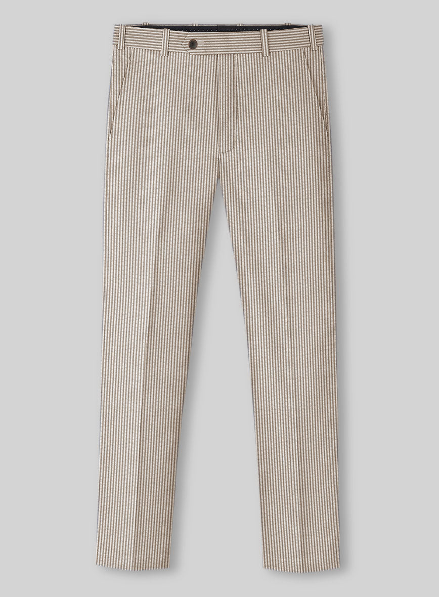 Tan Seersucker Pants - StudioSuits