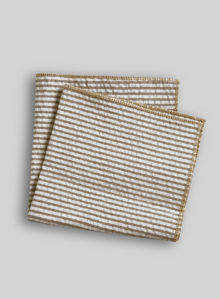 Pocket Square - Tan Seersucker - StudioSuits