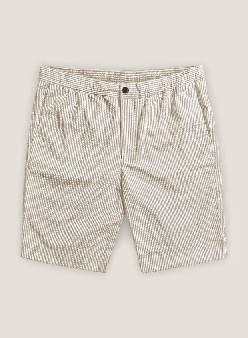 Tan Seersucker Shorts - StudioSuits