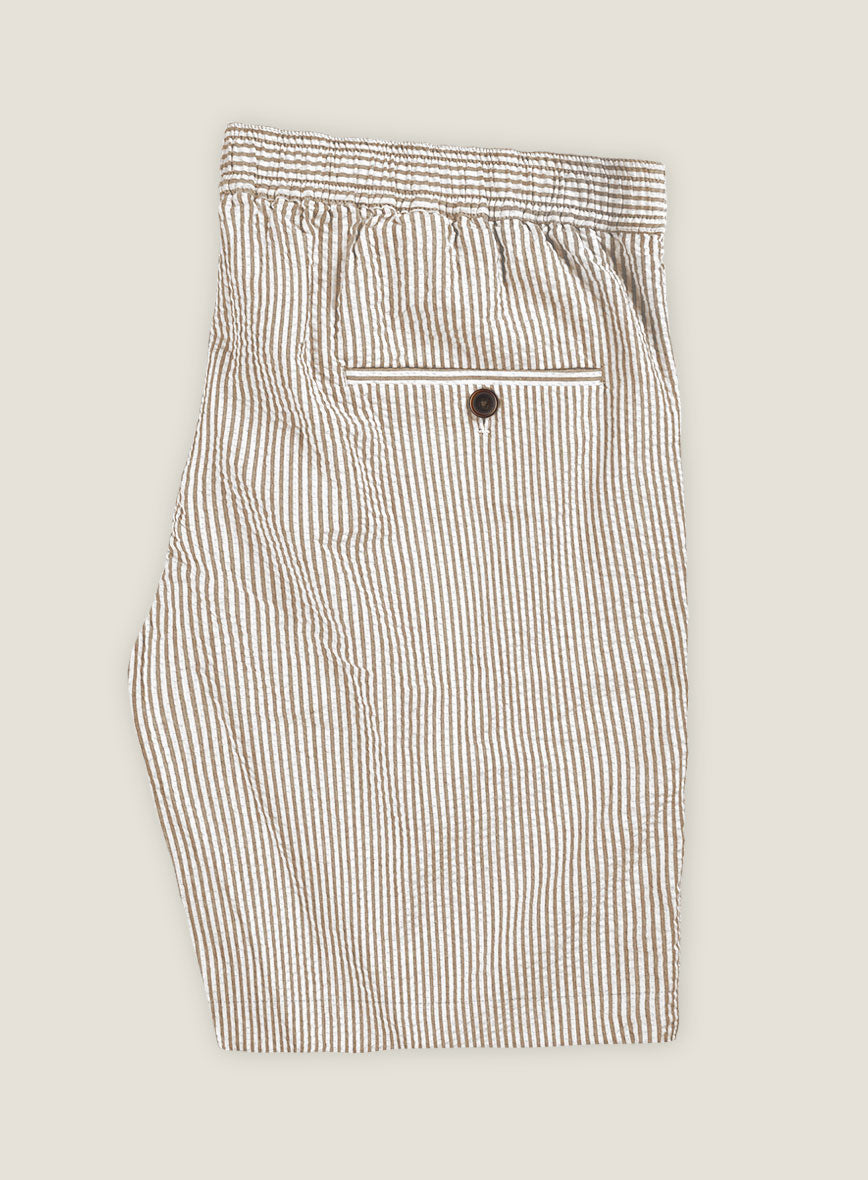 Tan Seersucker Shorts - StudioSuits