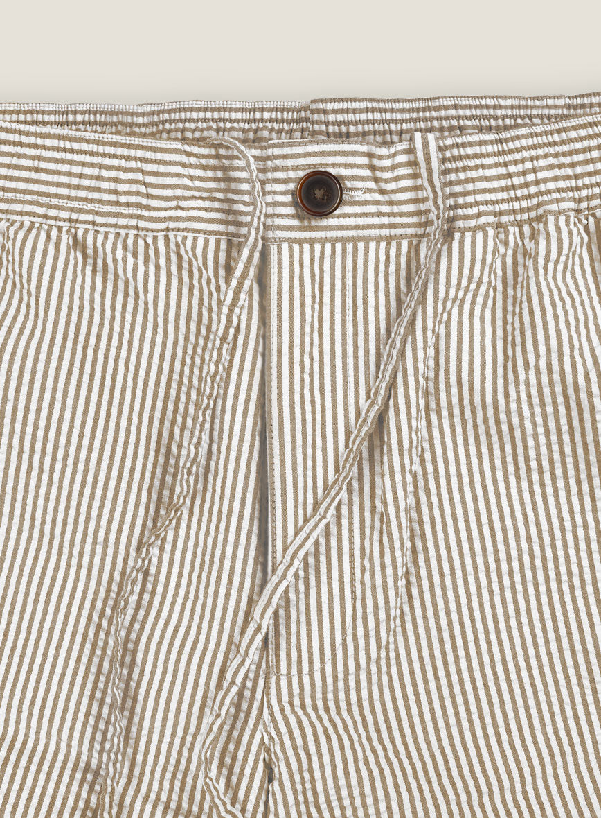 Tan Seersucker Shorts - StudioSuits