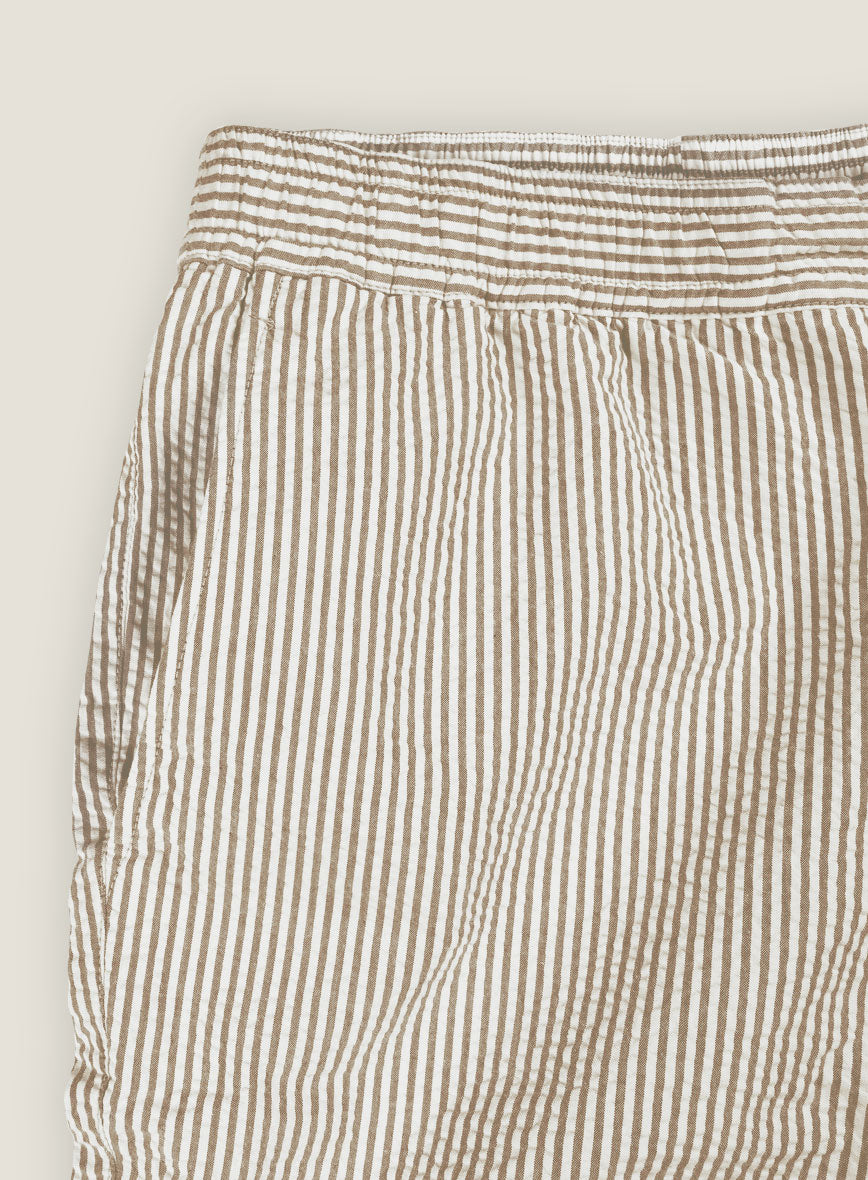 Tan Seersucker Shorts - StudioSuits