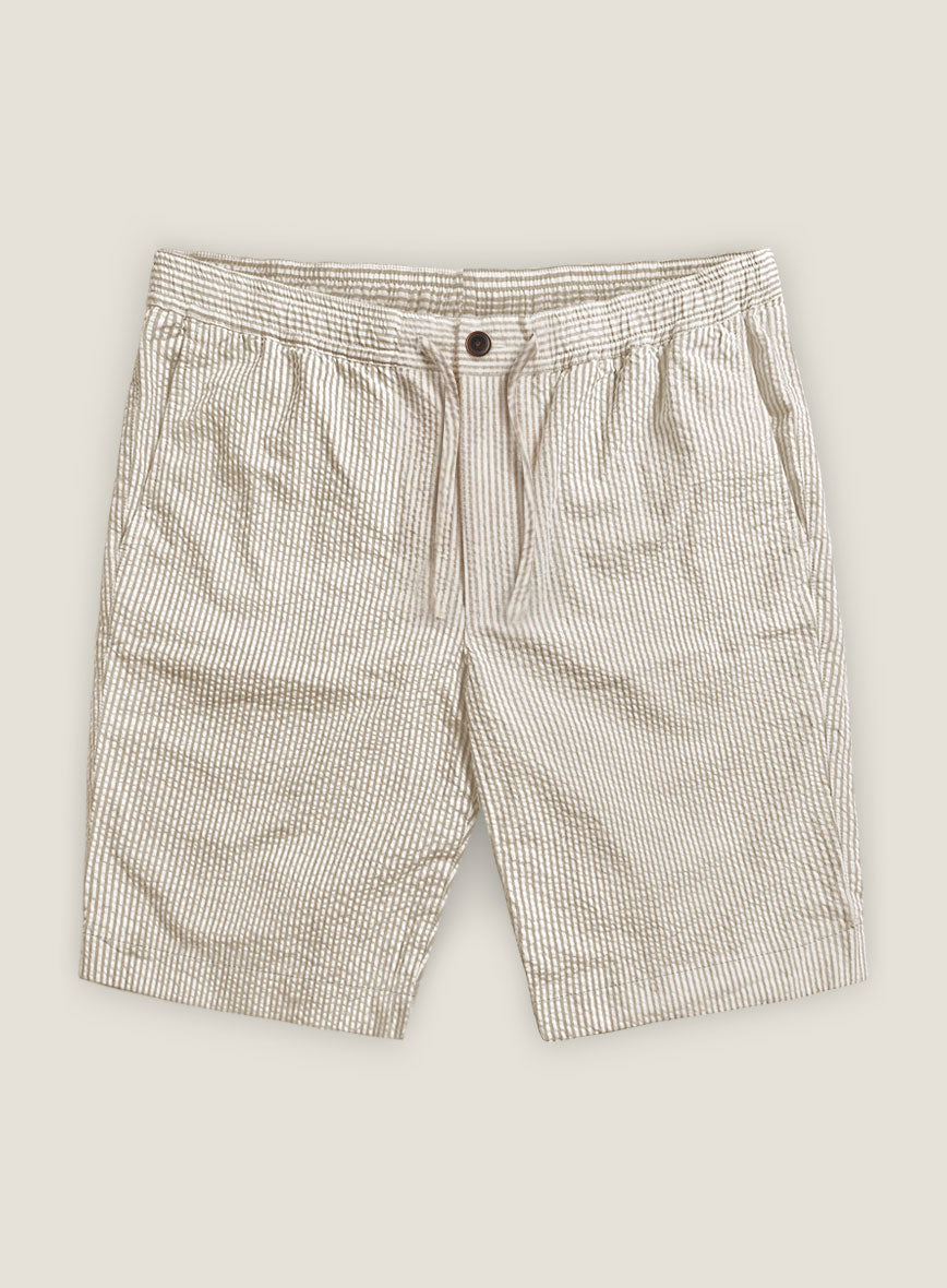 Tan Seersucker Shorts - StudioSuits