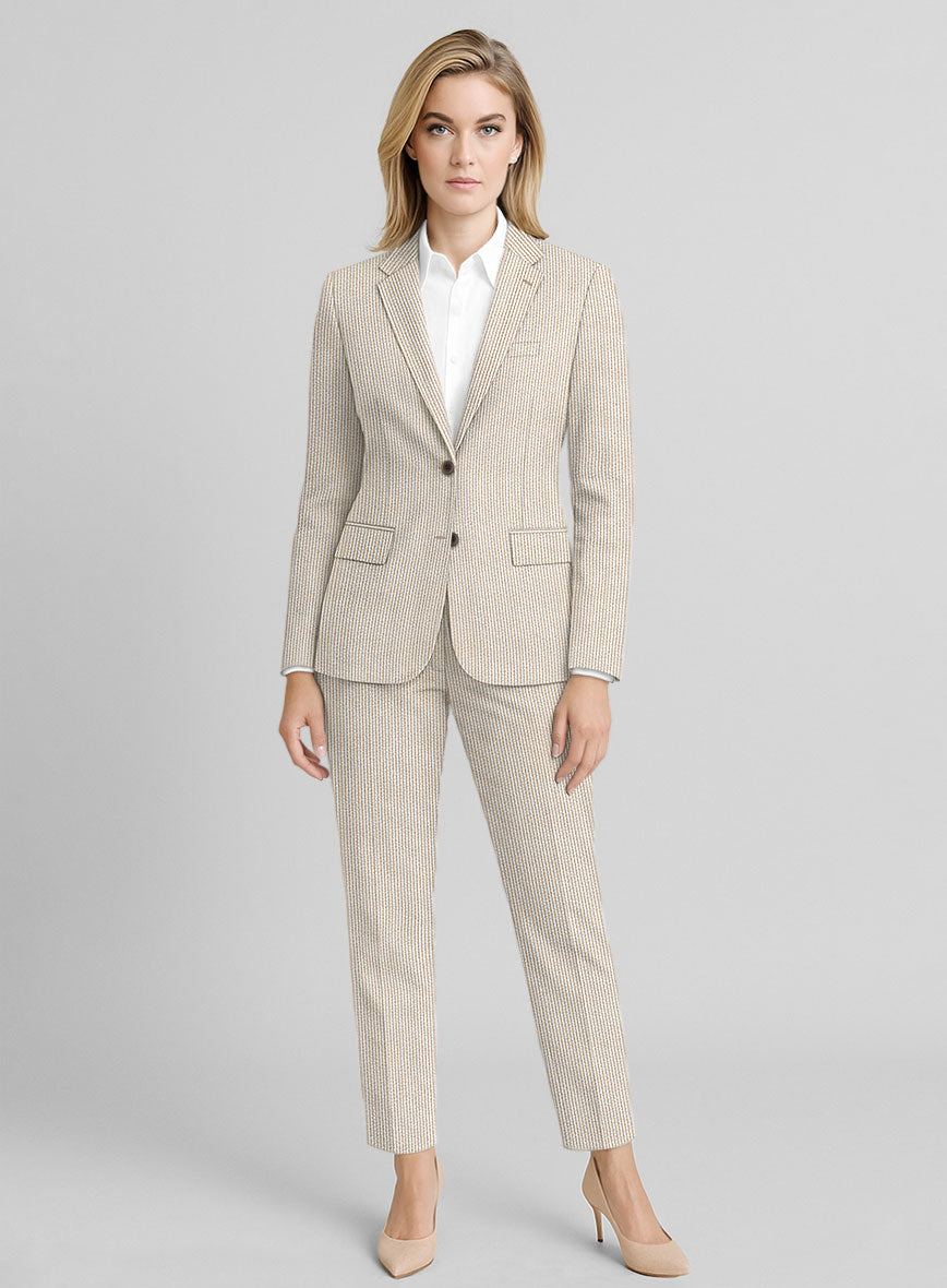 Women's Tan Seersucker Suit - StudioSuits