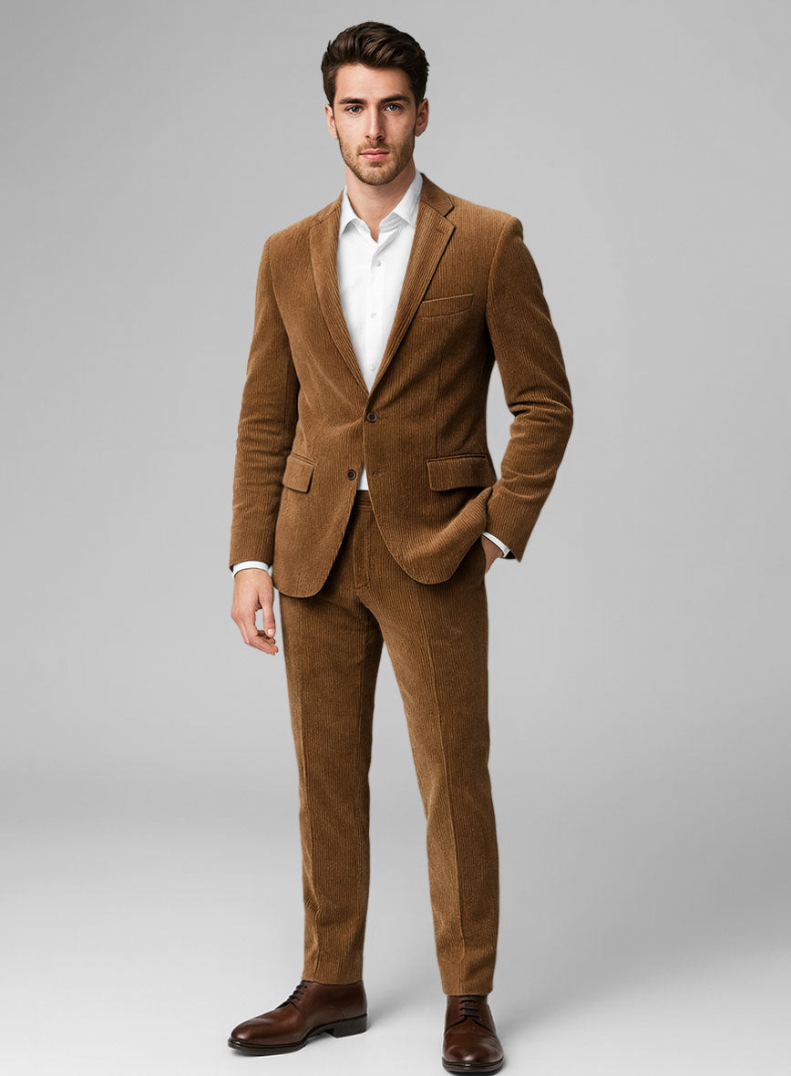 Tan Stretch Pin Corduroy Suit