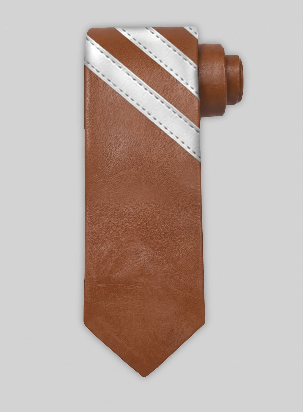 Tarrain Brown Triple Stripe Leather Tie - StudioSuits