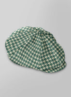 Teal Green Houndstooth Tweed Newsboy Cap - StudioSuits