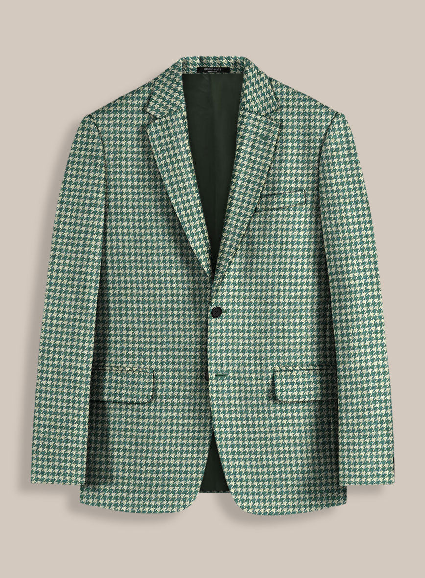 Teal Green Houndstooth Tweed Jacket - StudioSuits