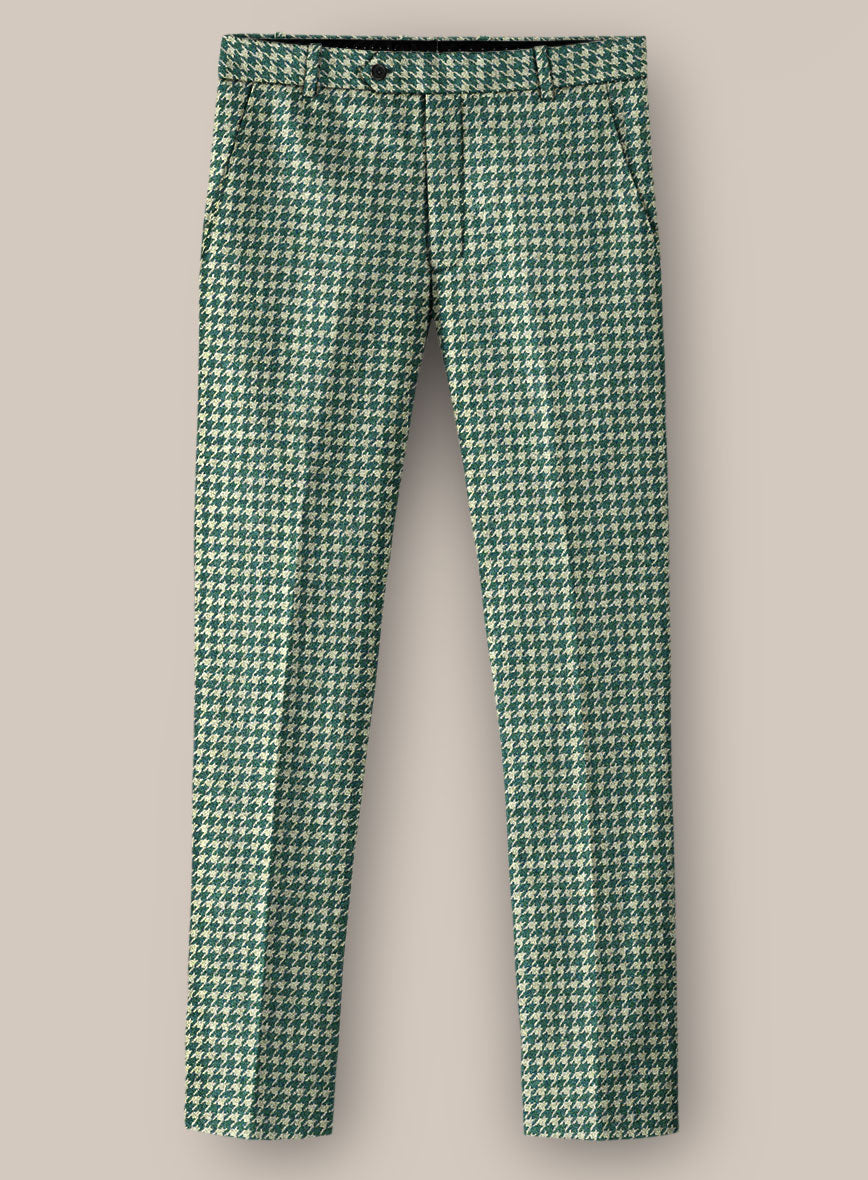 Teal Green Houndstooth Tweed Pants - StudioSuits