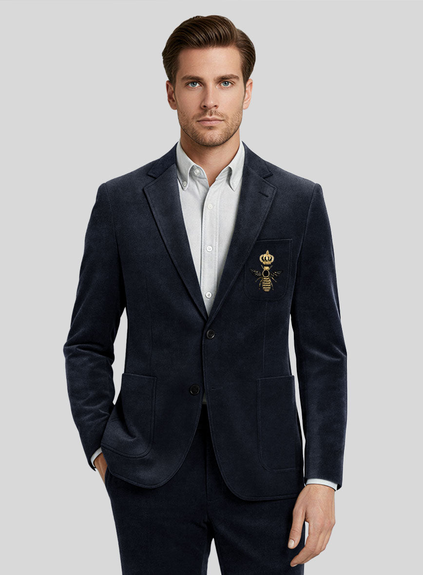 The Golden Bee Blue Velvet Jacket - StudioSuits