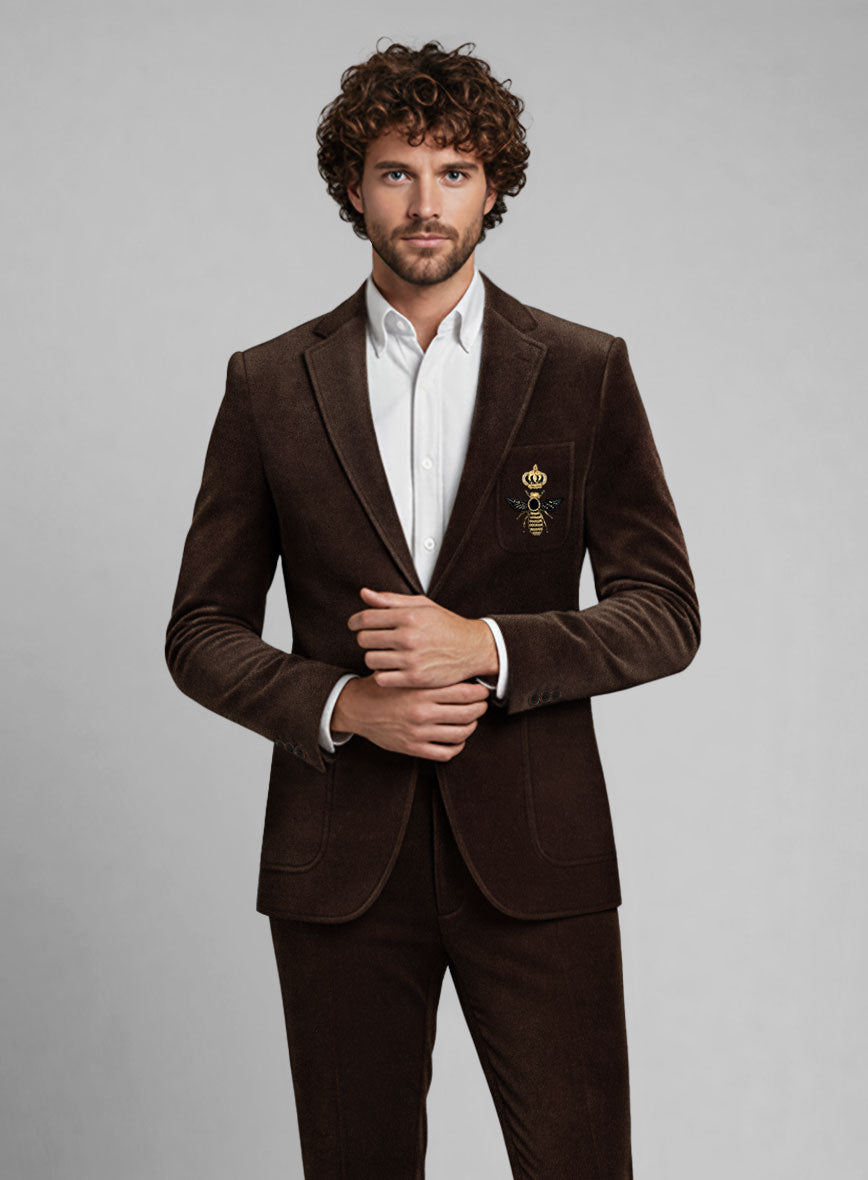 The Golden Bee Brown Velvet Jacket - StudioSuits