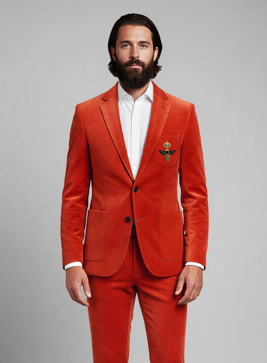 The Golden Bee Kingsman Orange Velvet Jacket - StudioSuits