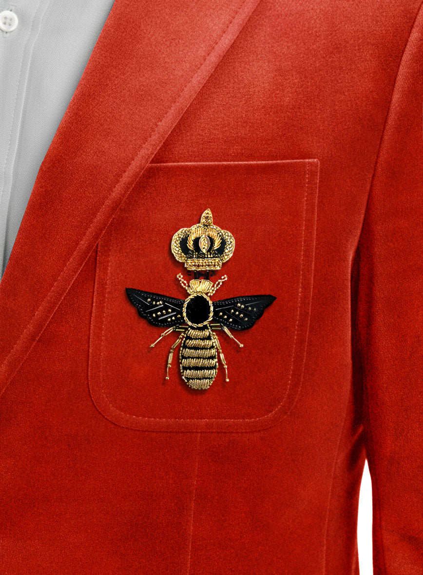 The Golden Bee Kingsman Orange Velvet Jacket - StudioSuits