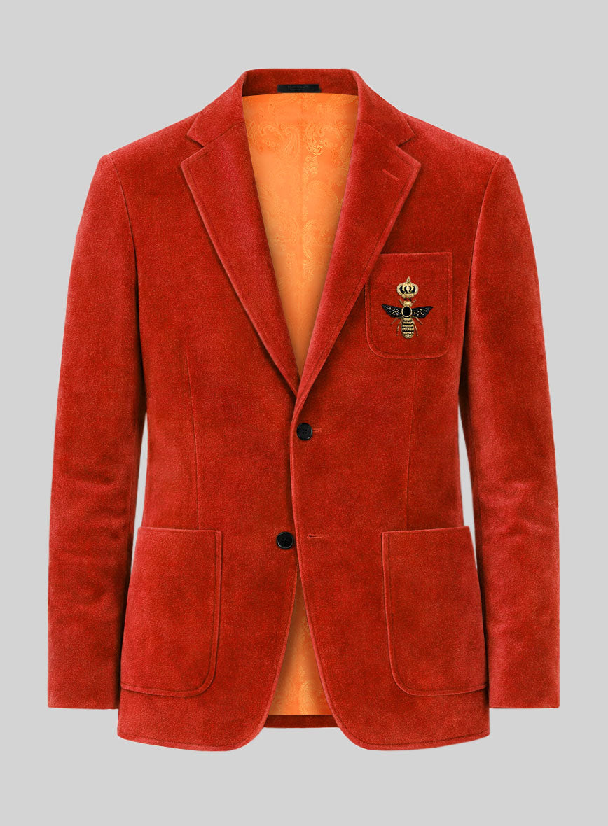 The Golden Bee Kingsman Orange Velvet Jacket - StudioSuits