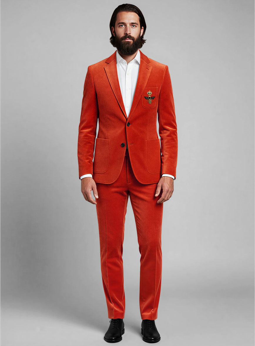 The Golden Bee Kingsman Orange Velvet Suit - StudioSuits