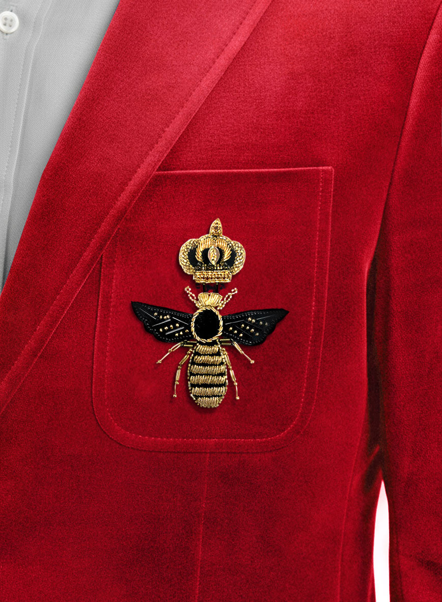 The Golden Bee Red Velvet Jacket - StudioSuits