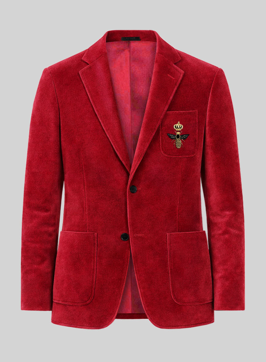 The Golden Bee Red Velvet Jacket - StudioSuits