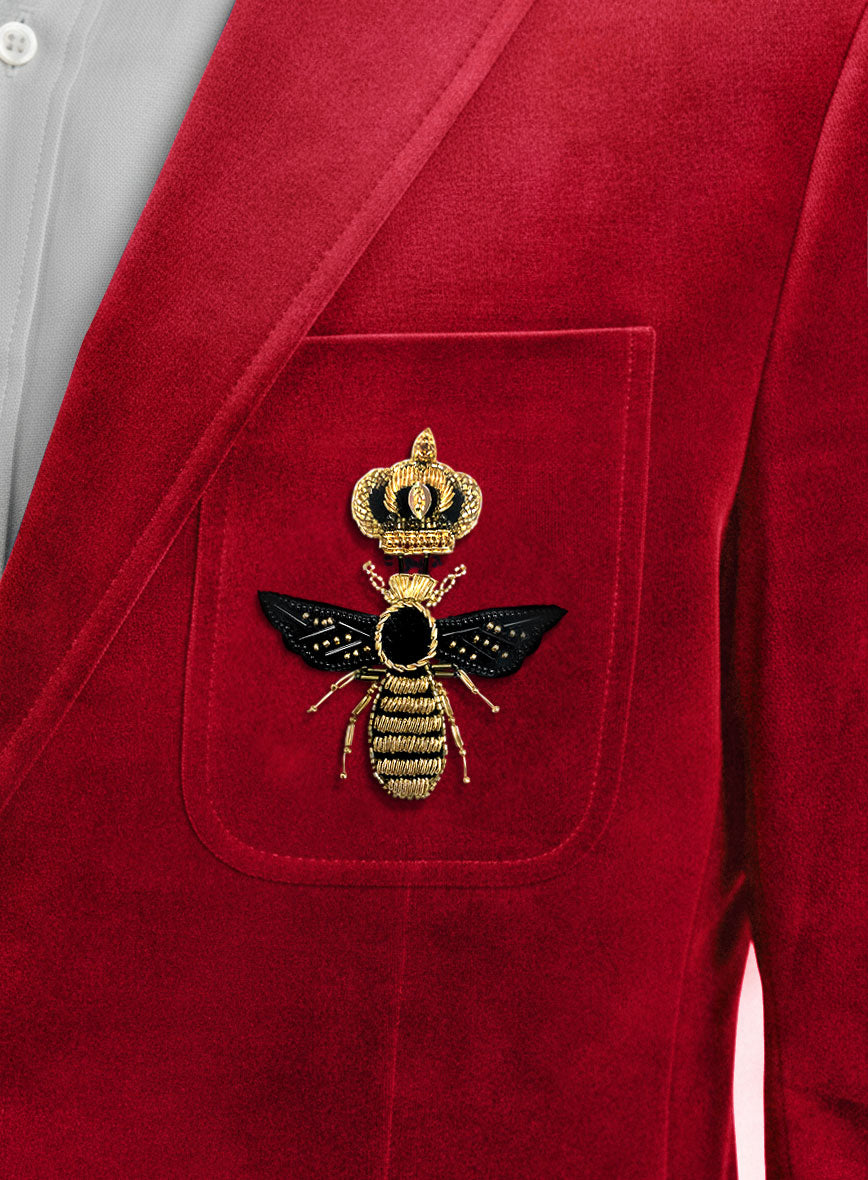 The Golden Bee Red Velvet Jacket - StudioSuits