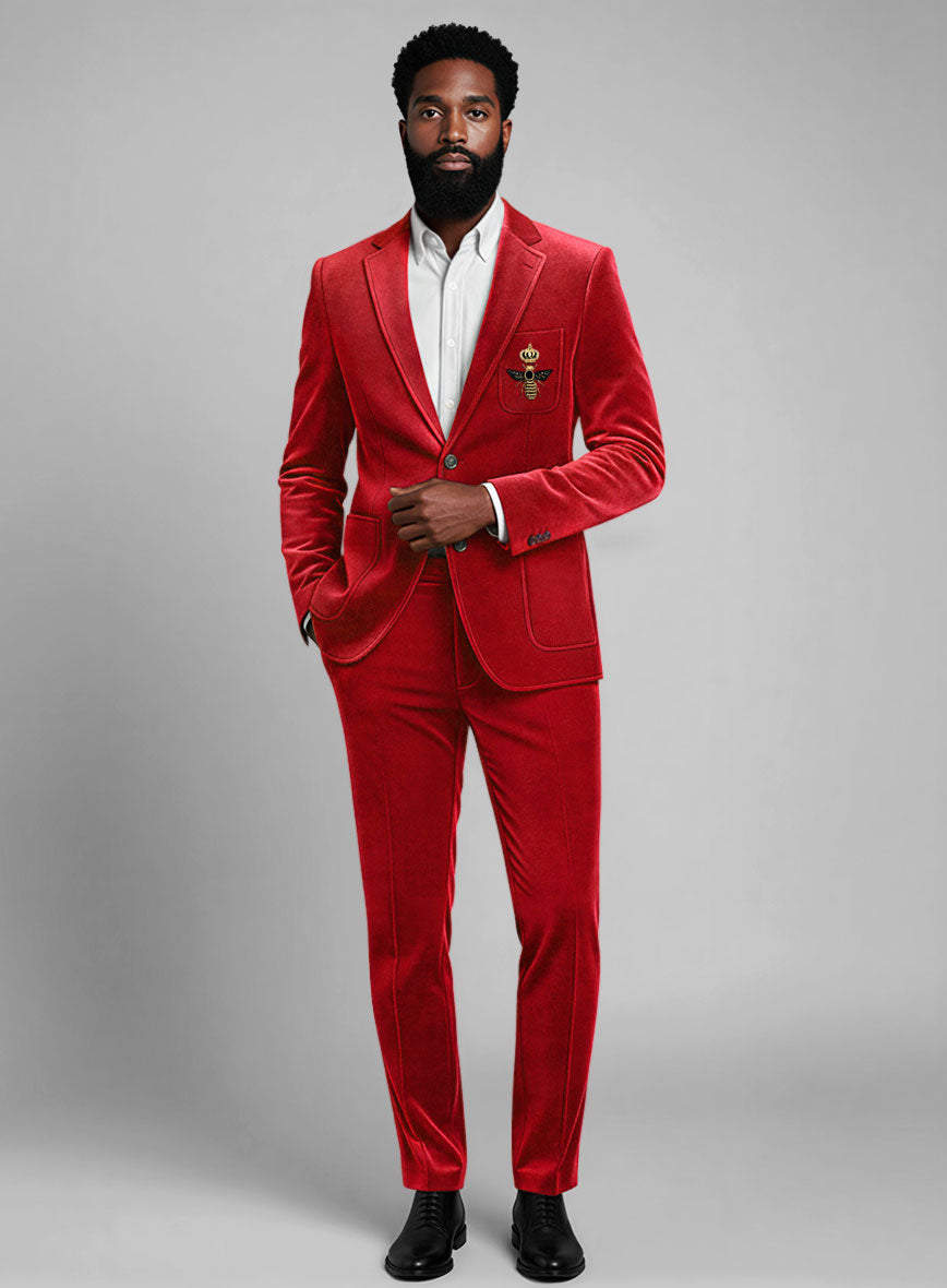 The Golden Bee Red Velvet Suit - StudioSuits