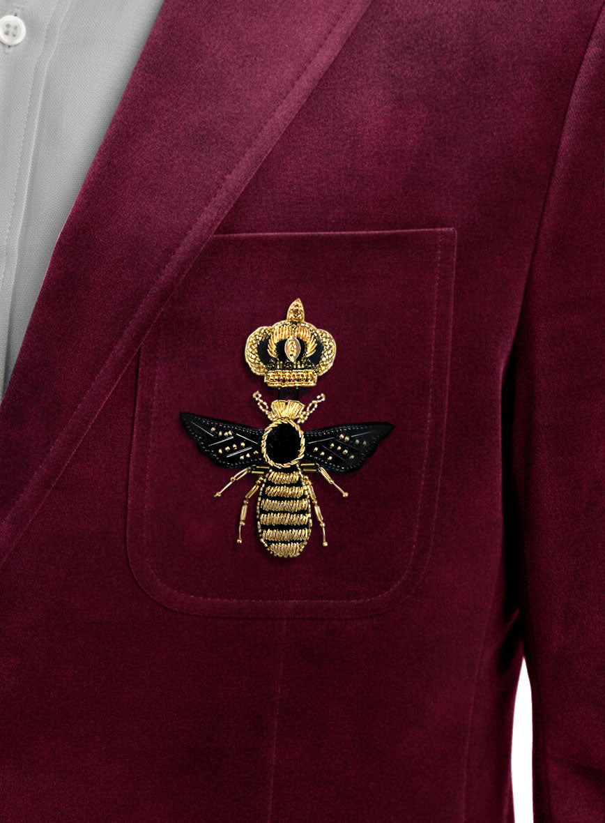 The Golden Bee Wine Velvet Jacket - StudioSuits