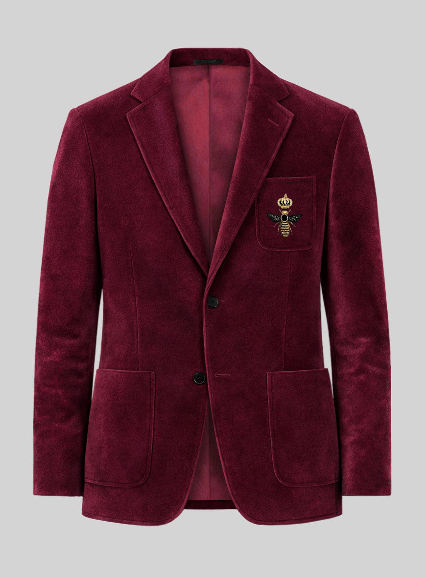 The Golden Bee Wine Velvet Jacket - StudioSuits