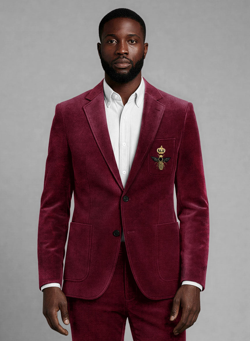 The Golden Bee Wine Velvet Suit - StudioSuits