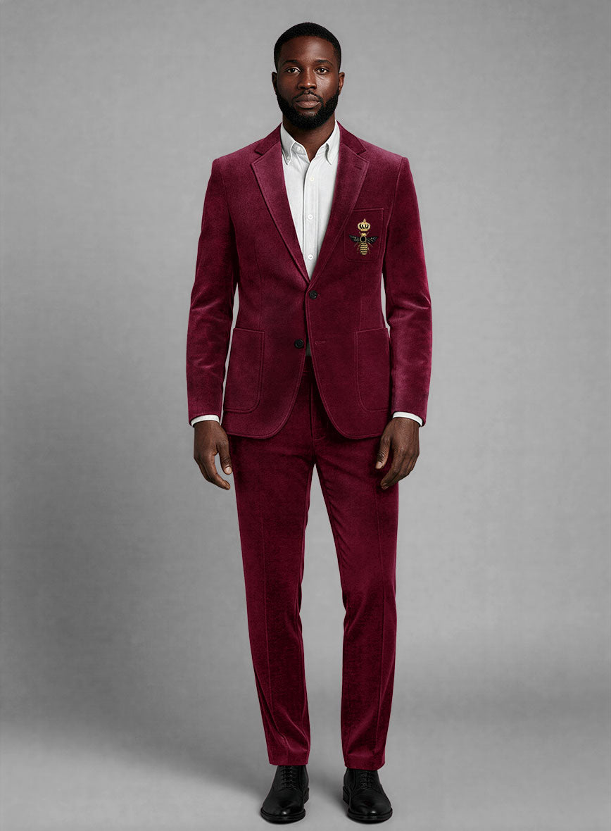The Golden Bee Wine Velvet Suit - StudioSuits