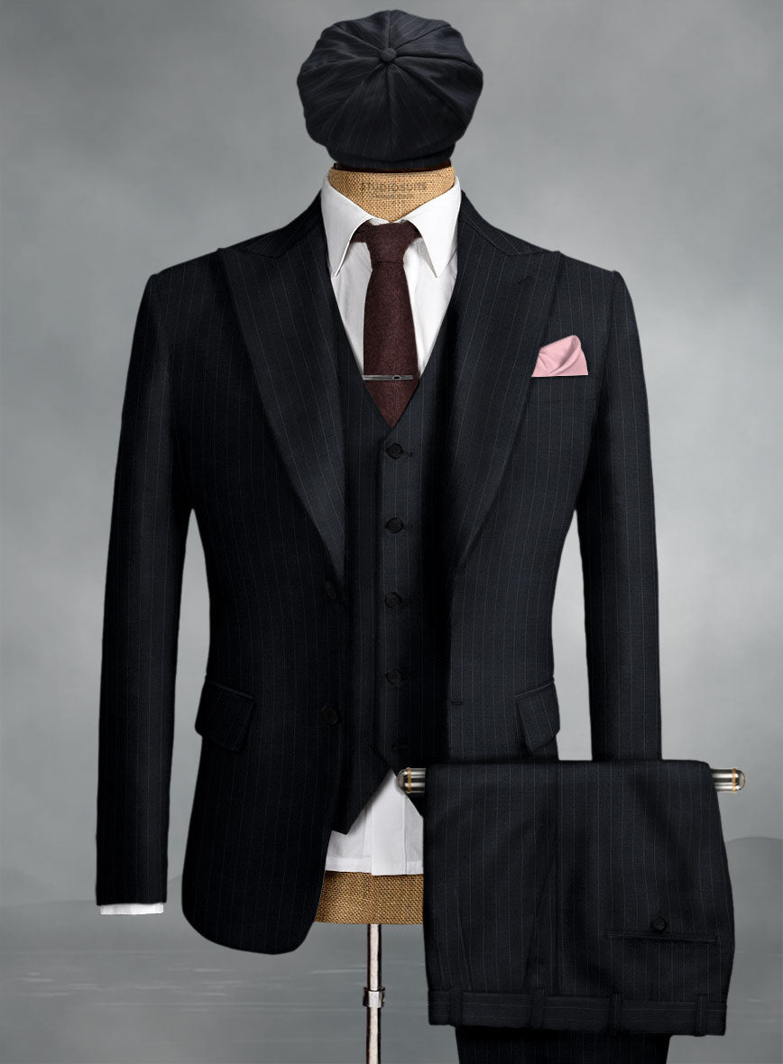 Thomas Shelby Peaky Blinders Stripe Blue Wool Suit - StudioSuits