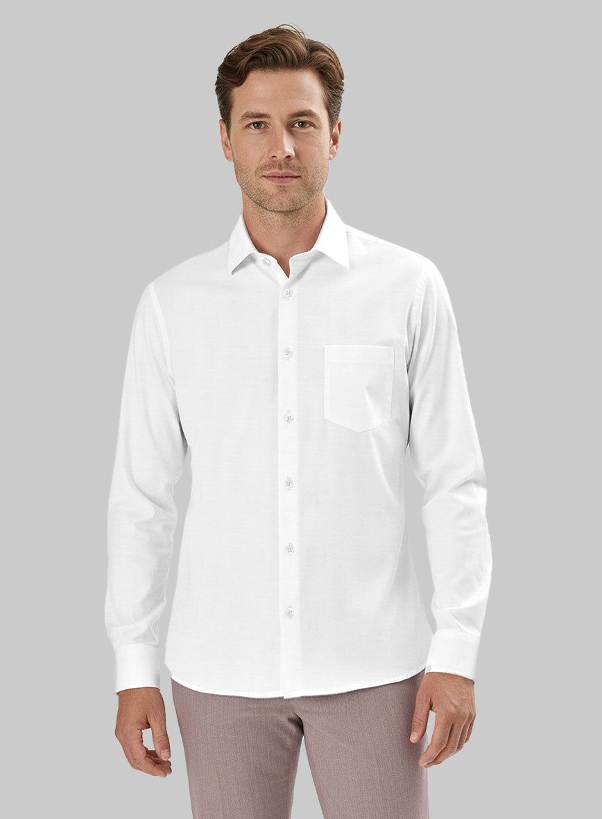 Thomas Mason White Cavalry Shirt - StudioSuits