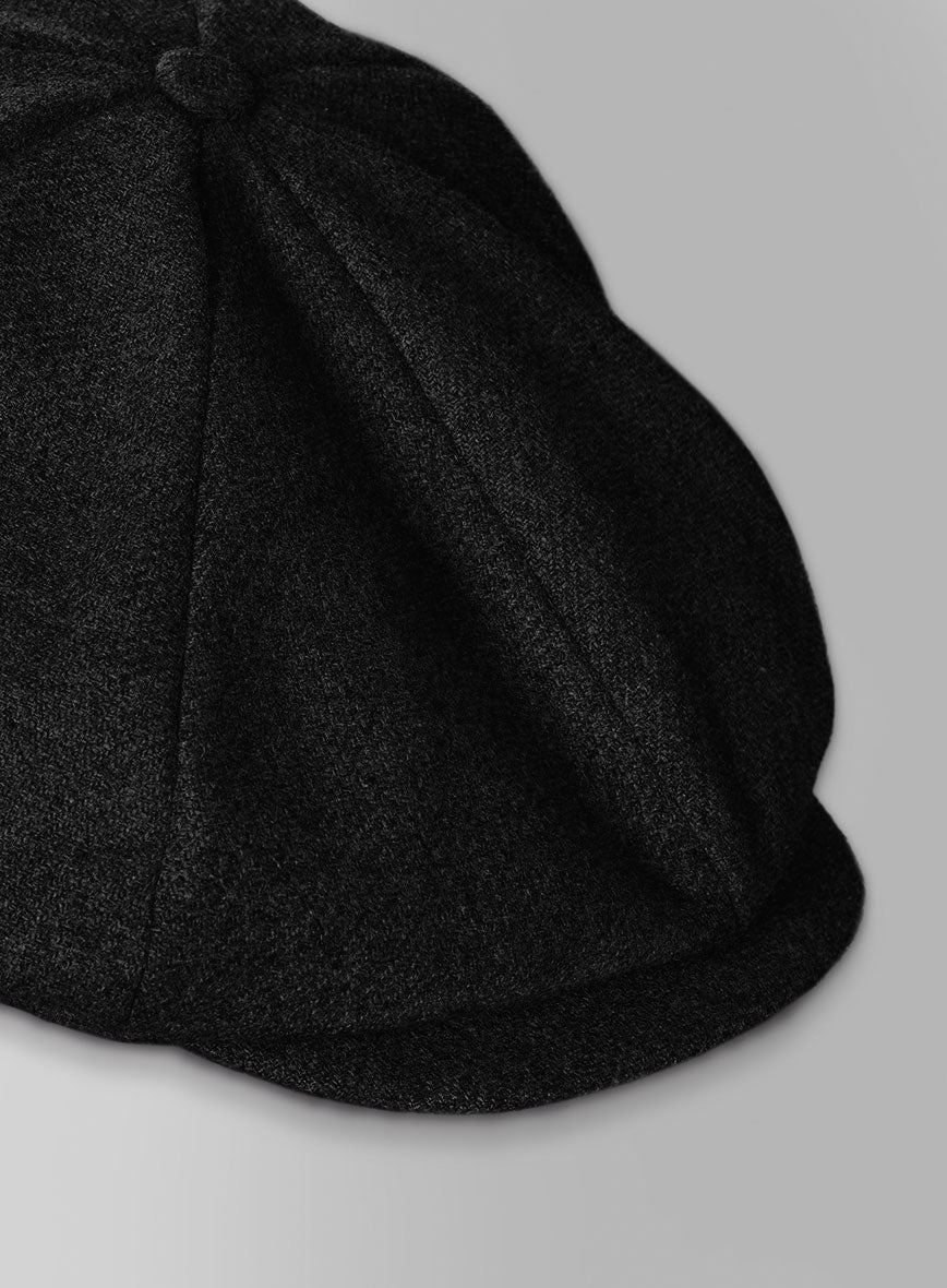 Thomas Shelby Peaky Blinders Black Tweed Newsboy Cap - StudioSuits