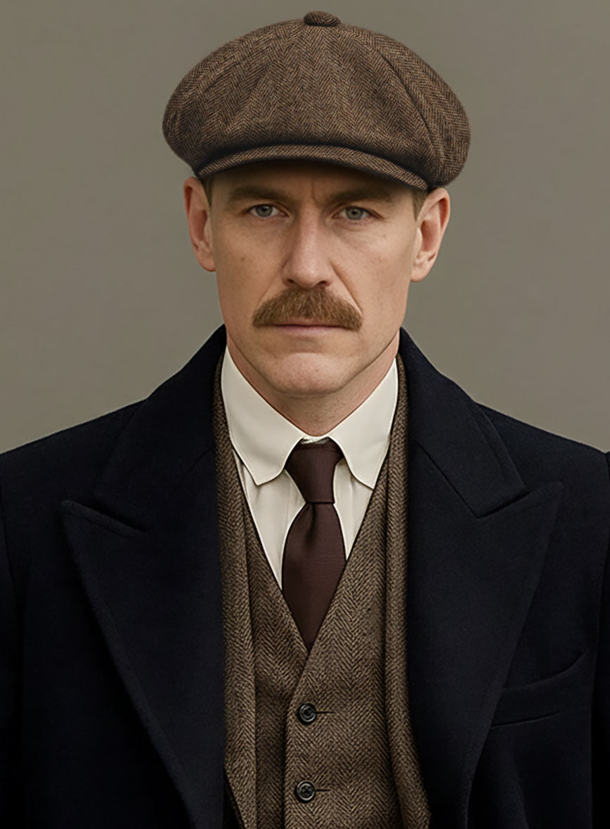 Thomas Shelby Peaky Blinders Brown Tweed Newsboy Cap - StudioSuits
