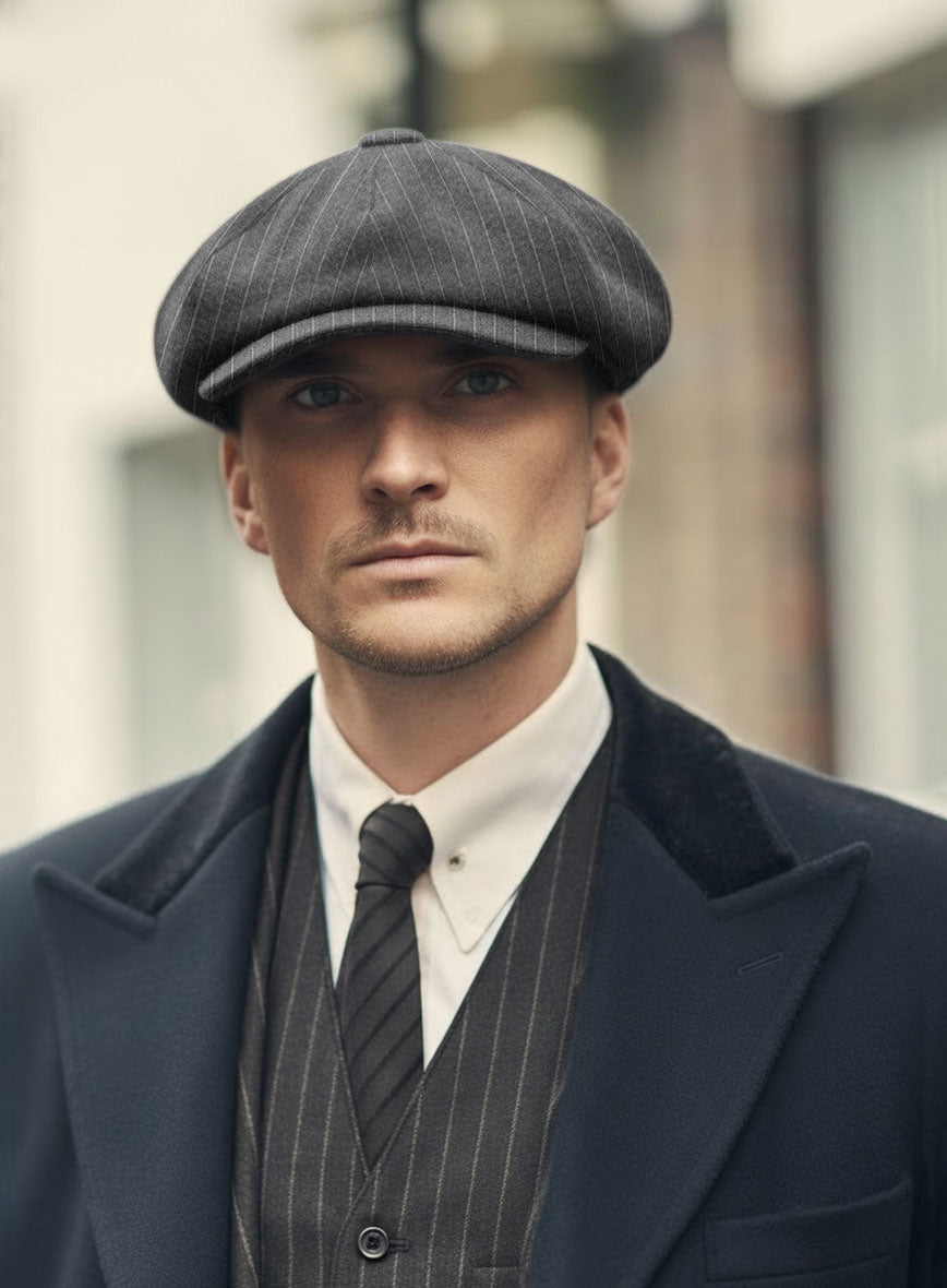 Thomas Shelby Peaky Blinders Gray Wool Newsboy Cap - StudioSuits