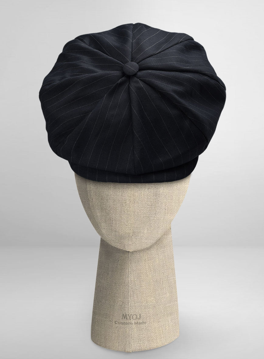 Thomas Shelby Peaky Blinders Stripe Blue Wool Newsboy Cap - StudioSuits