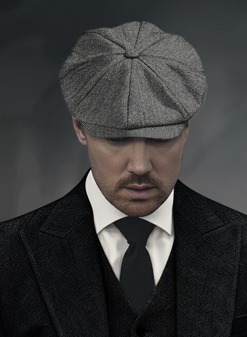 Thomas Shelby Peaky Blinders Vintage Gray Tweed Newsboy Cap - StudioSuits